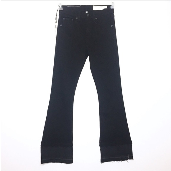 Rag & Bone 10” Crop Flare Double Hem Jeans Black - Picture 2 of 8